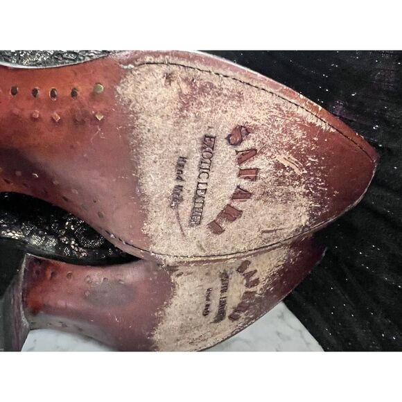 Safari Exotic Leather Boots Hand Made Vintage Women’s Size 8 1/2 Sequins Bling - Picture 8 of 11